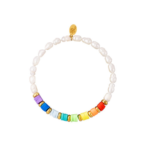 Rainbow pearl armband