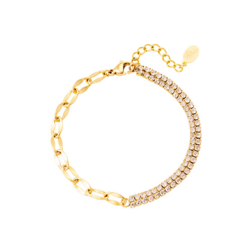 Shiny chain armband goud
