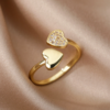double heart ring zirkonia goud